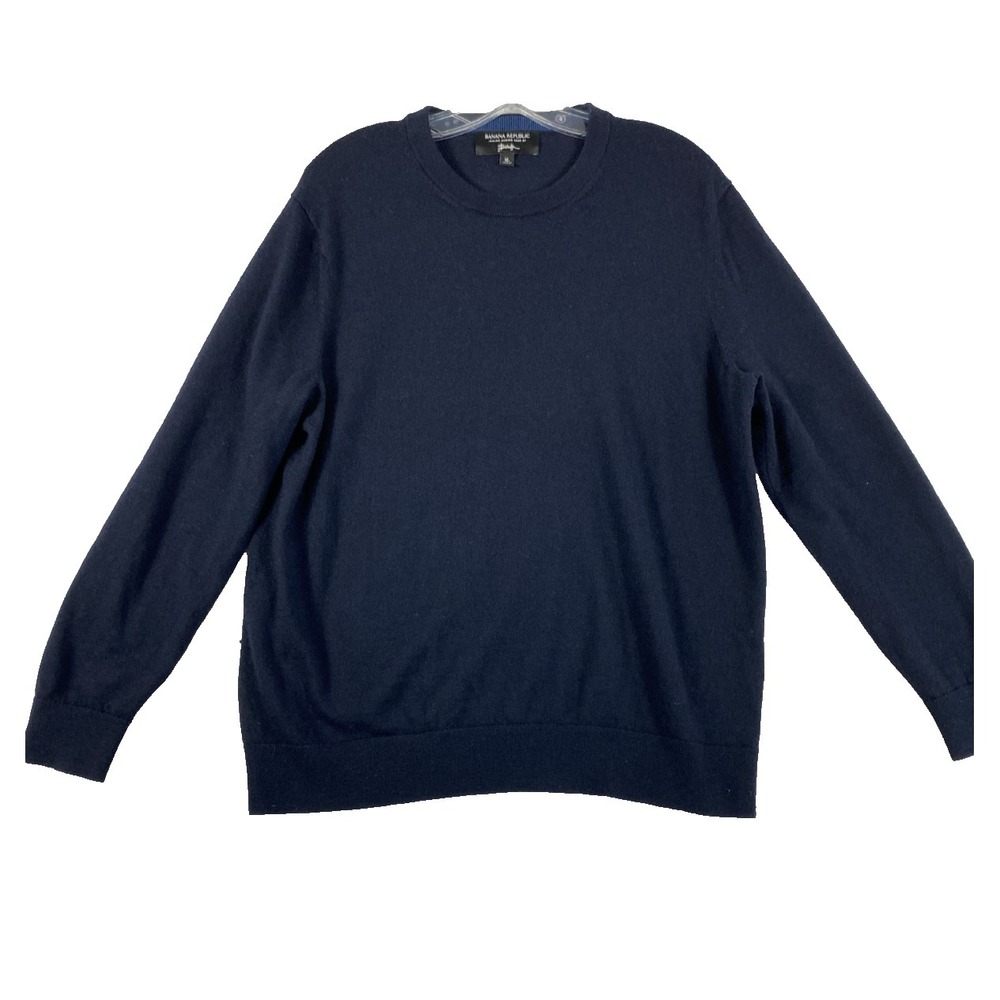 Banana Republic Knit Sweater Men's Sz XL Navy Blue Extra fine Italian Merino